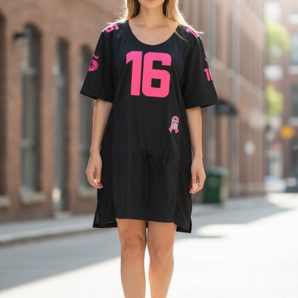 NWOT Black and Pink Football Jersey Dress #16 Montana NFL OFFICIAL LICENSED